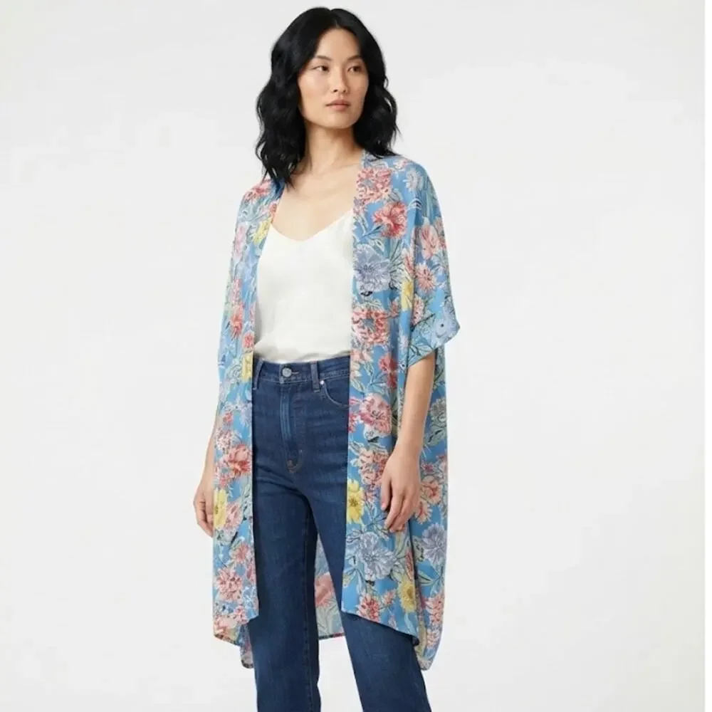 LOFT  Floral Kimono Layering Piece Lightweight Boho Cover Up  Plus Size 2X